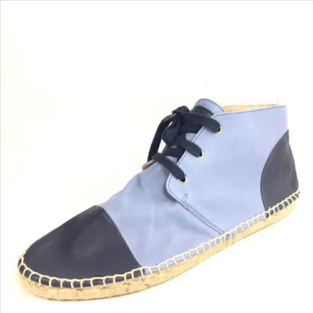 Charles David Blue Harlow Leather Espadrille Lace Up Sneaker Shoe 37